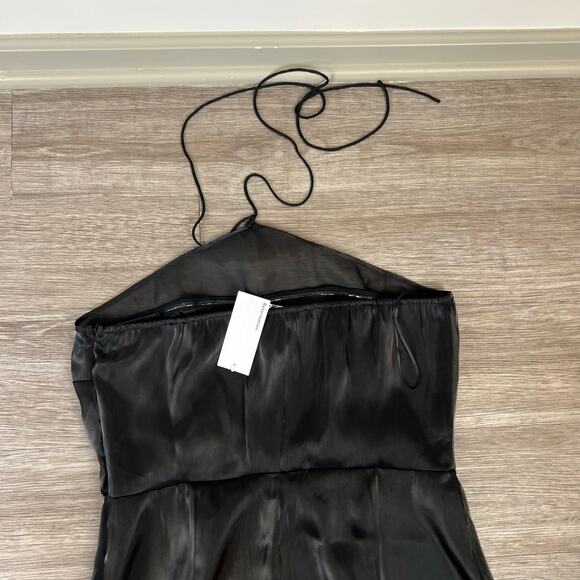 NWT Reformation Cana Black Halter Top Back Slit Long Occasion Dress (Sz 12) - Picture 6 of 13